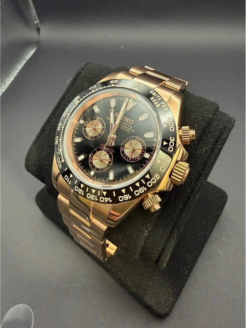 CUSTOM SEIKO DAYTONA ROSE GOLD BLACK